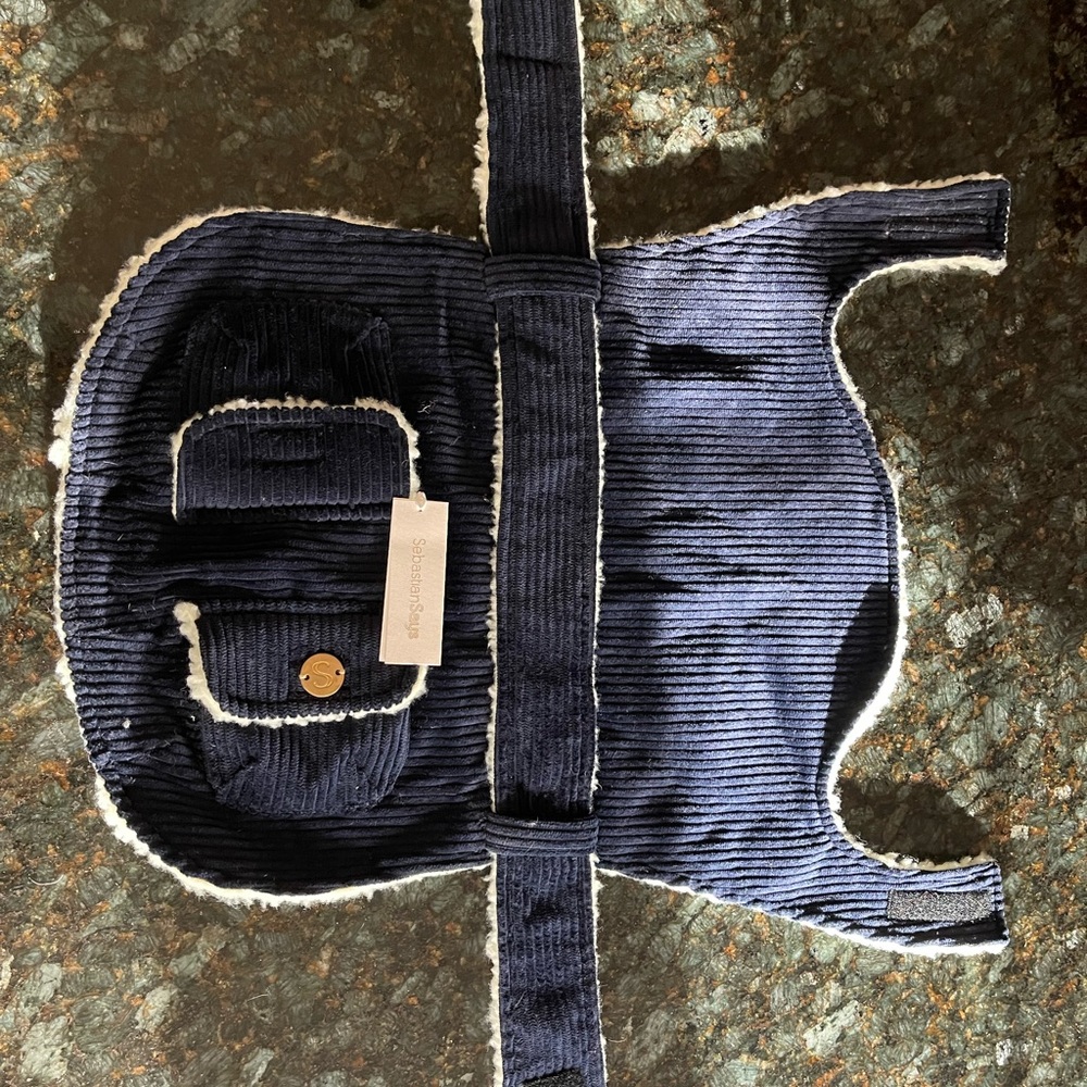 Sebastian Says Corduroy Dog Coat - Navy/Ivory
